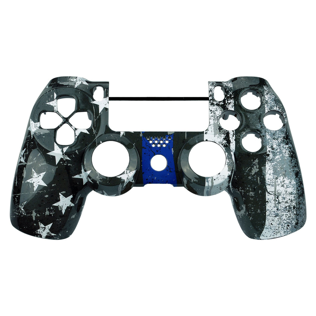 Glossy Blue Stripe US Flag Front Shell Compatible With PS4 Gen2 Controller-SP4FT29WS