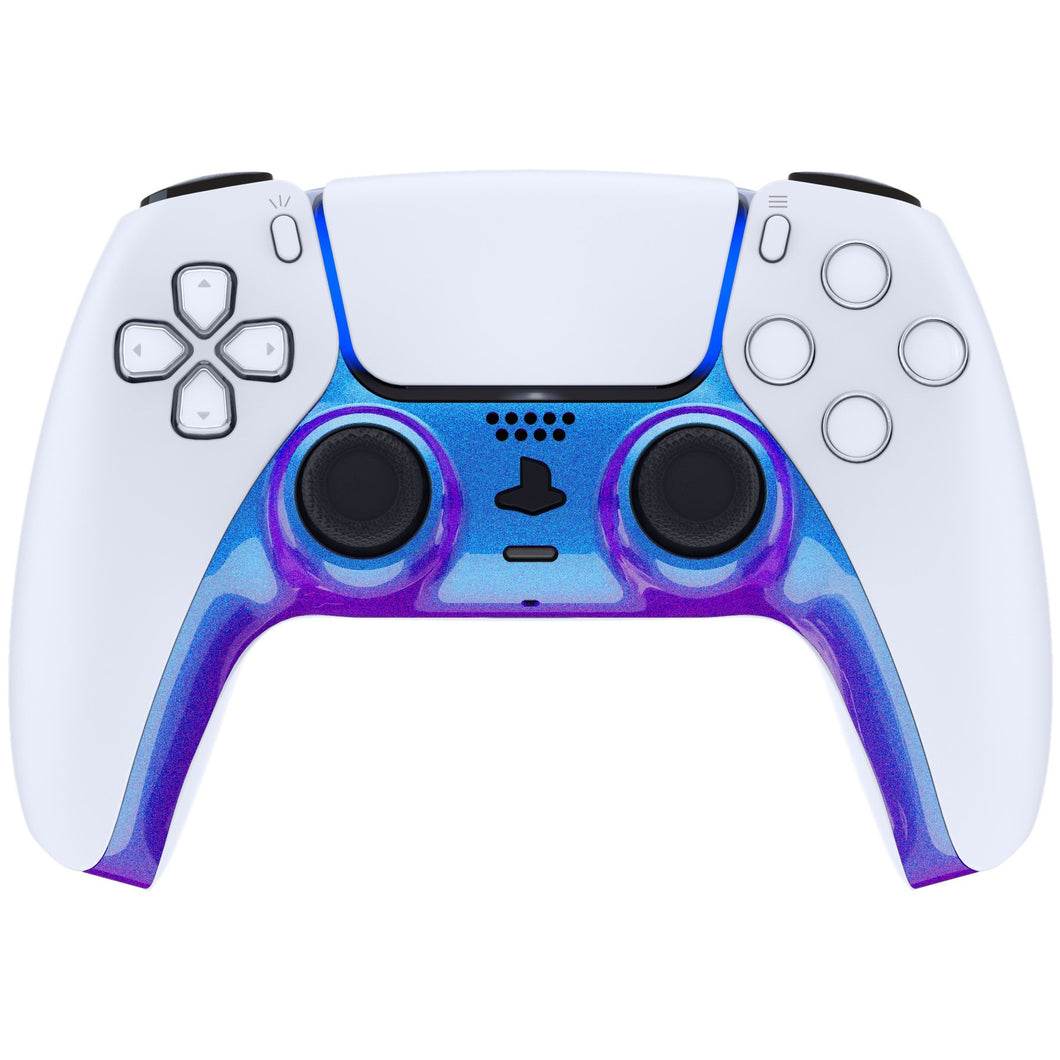 Glossy Chameleon Blue Purple Decorative Trim Shell With Accent Rings Compatible With PS5 Controller-GPFP3001WS