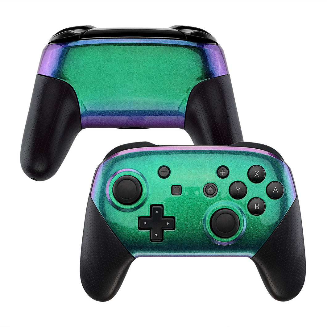 Glossy Chameleon Green Purple Front Back Shells For NS Pro Controller-MRP311WS