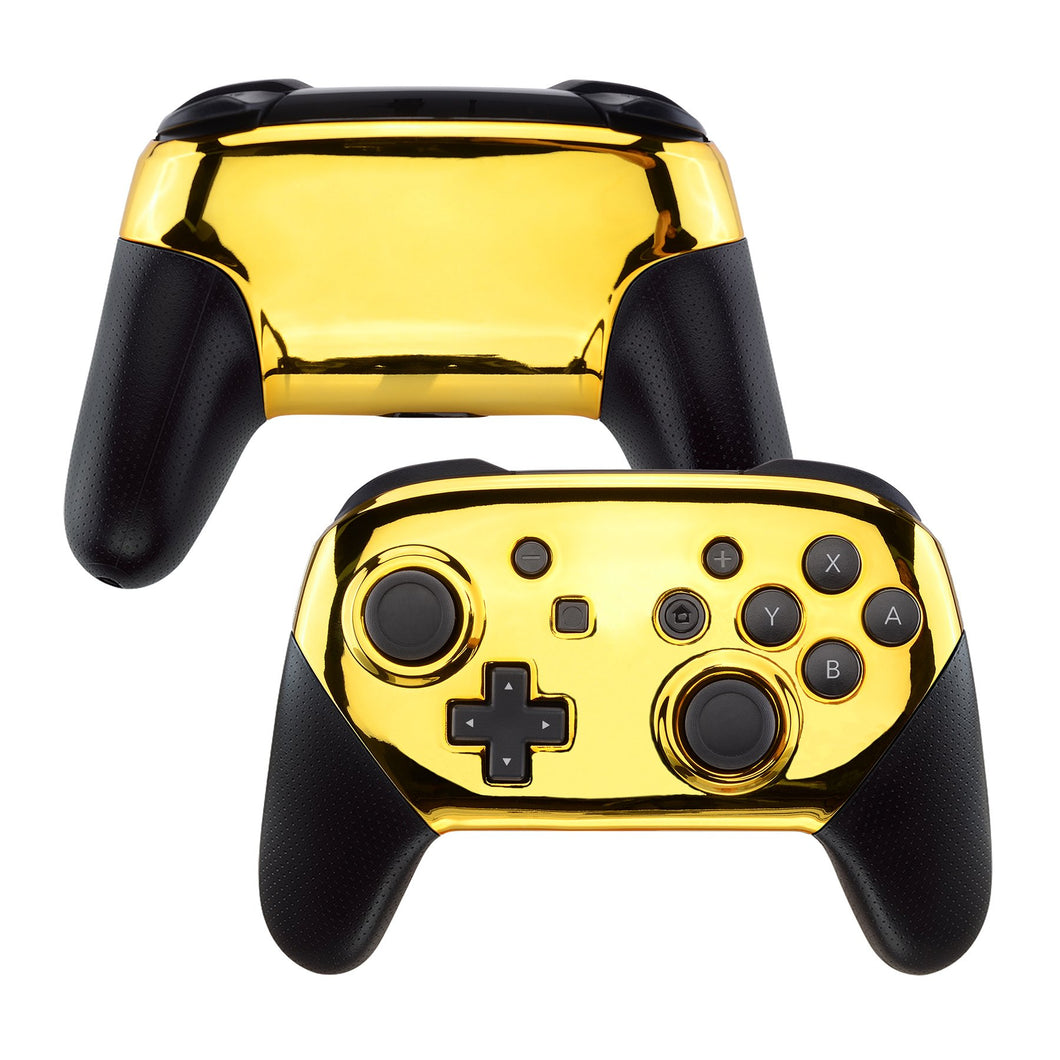 Glossy Chrome Gold Front Back Shells For NS Pro Controller-MRD401WS