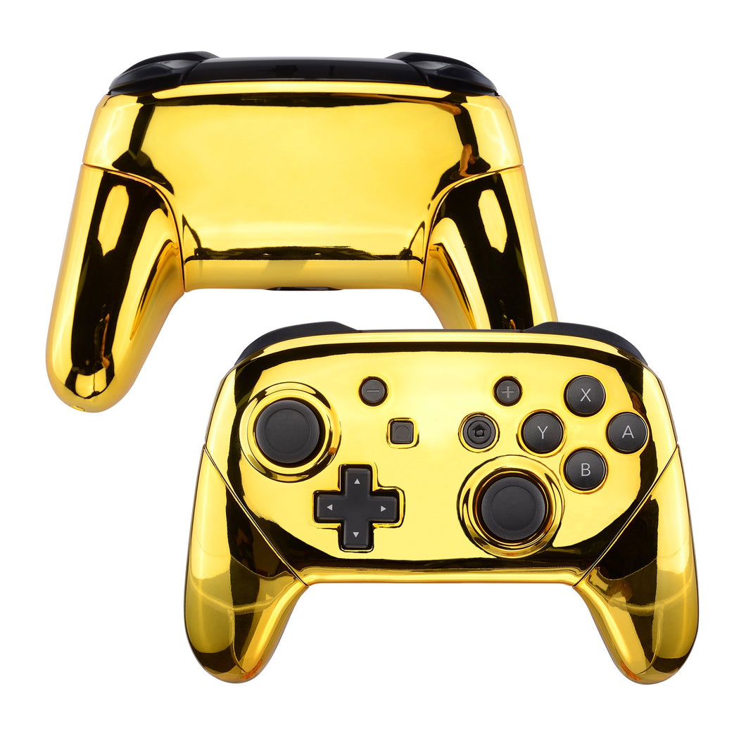 Glossy Chrome Gold Full Shells And Handle Grips For NS Pro Controller-FRD401WS