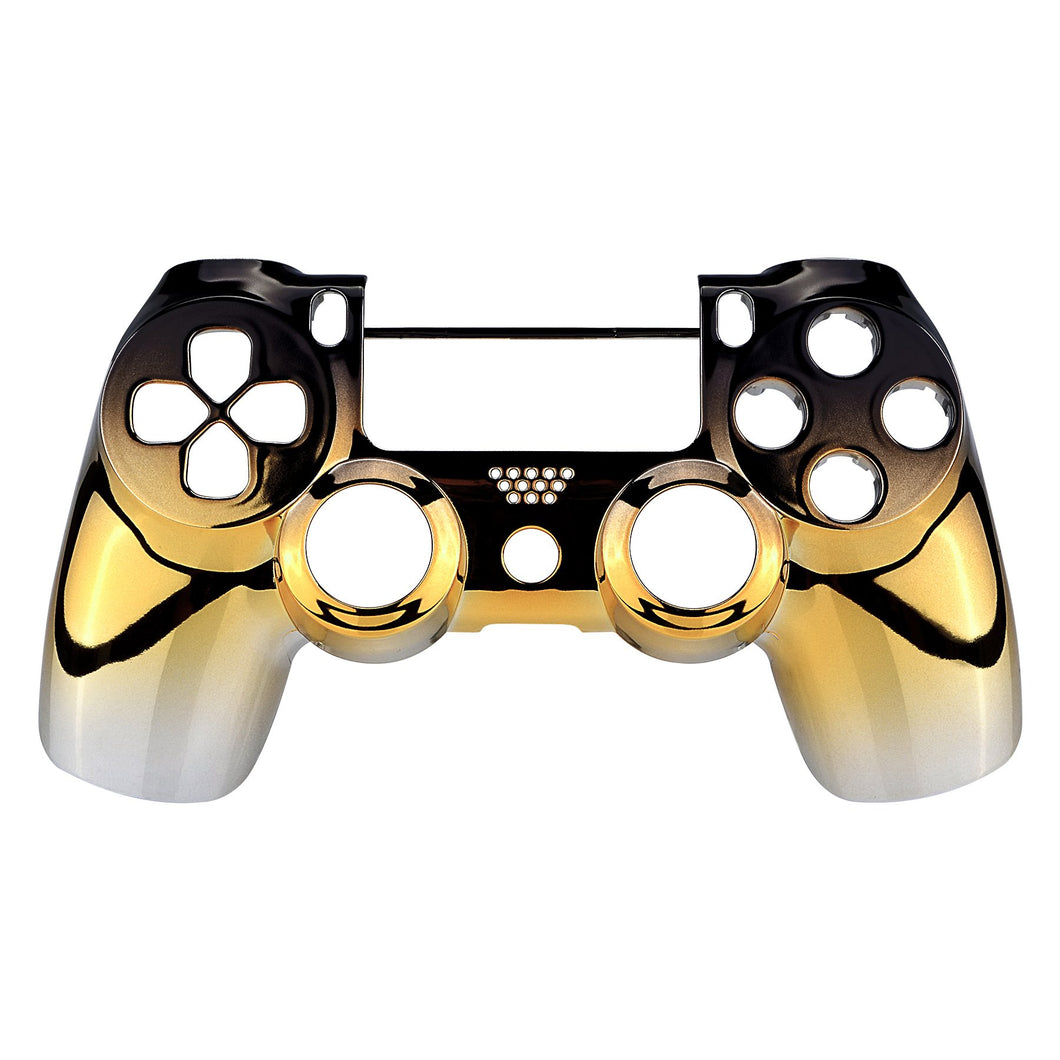 Glossy Chrome Gradient Black Gold Silver Front Shell Compatible With PS4 Gen2 Controller-SP4FD11WS
