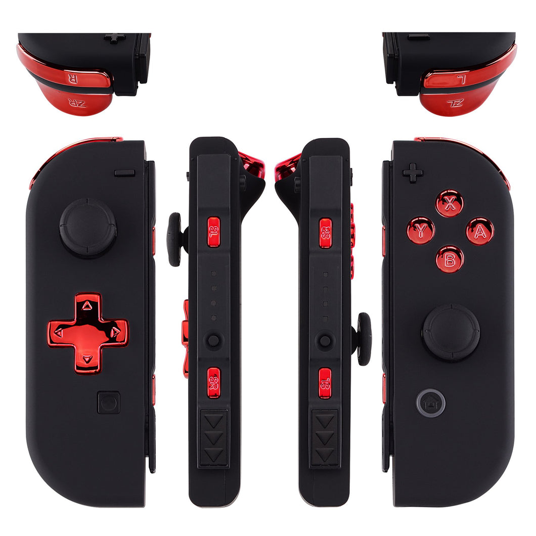 Glossy Chrome Red 22in1 Button Kits For NS Switch Joycon & OLED Joycon Dpad Controller-BZD403WS