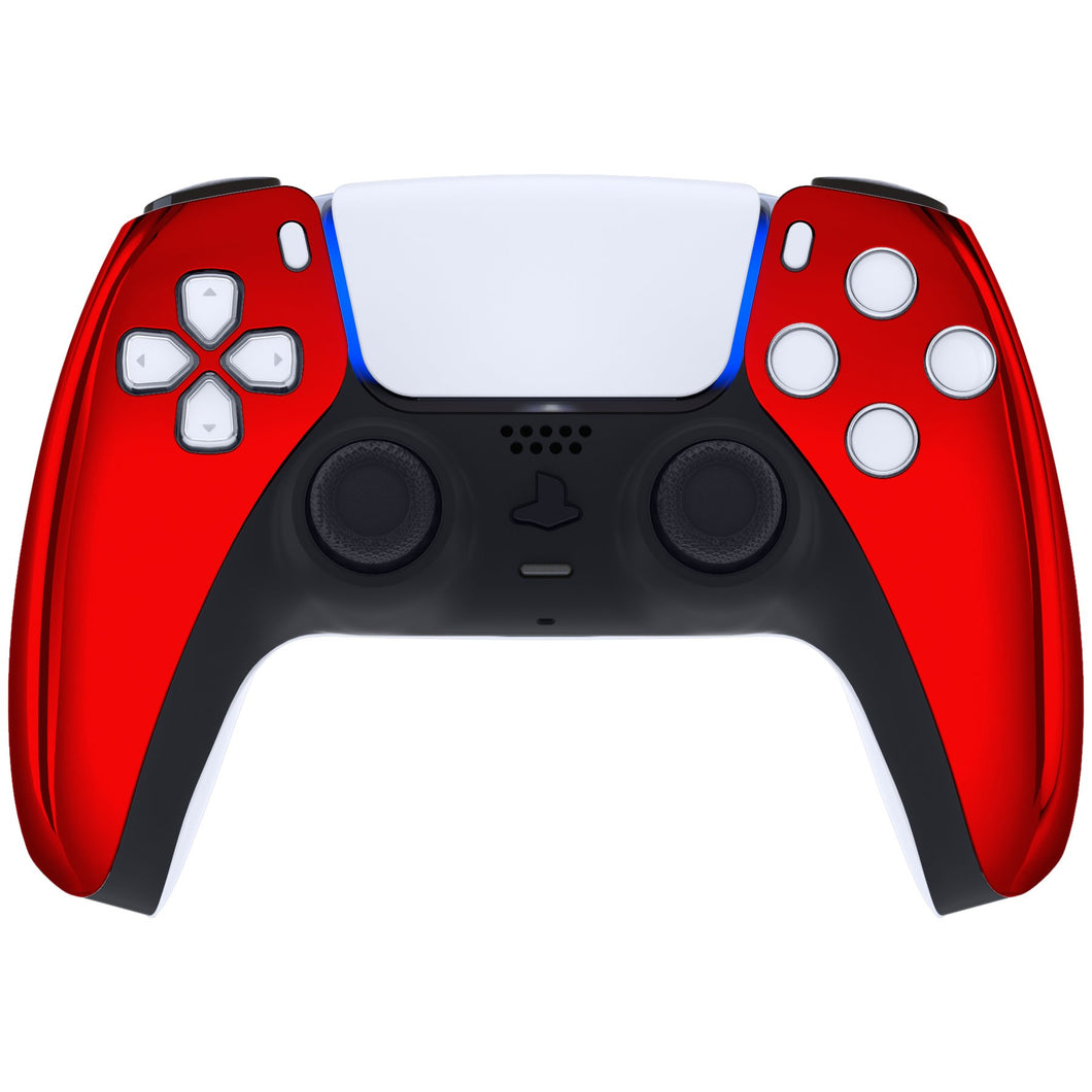 Glossy Chrome Red Front Shell Compatible With PS5 Controller-MPFD4003WS