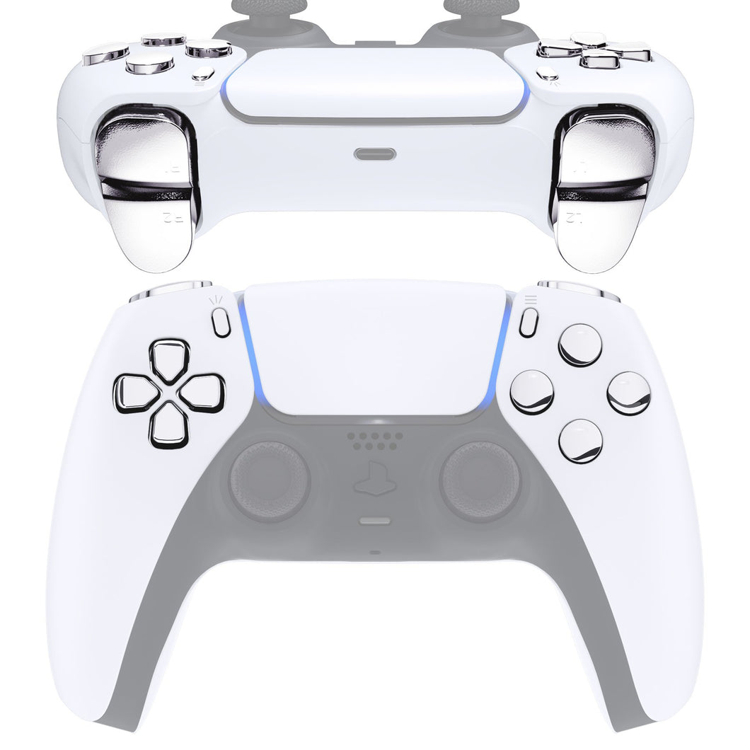 Glossy Chrome Silver 11in1 Button Kits Compatible With PS5 Controller BDM-010 & BDM-020 - JPF2002G2WS