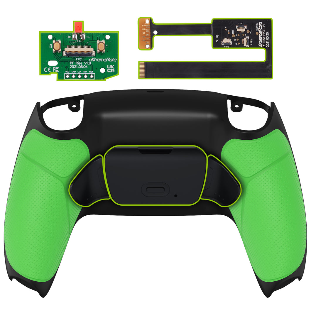 Green Rubberized Grip Remappable Rise 2.0 Remap Kit With Upgrade Board + Redesigned Back Shell + Back Buttons Compatible With PS5 Controller BDM-010 & BDM-020 - XPFU6004