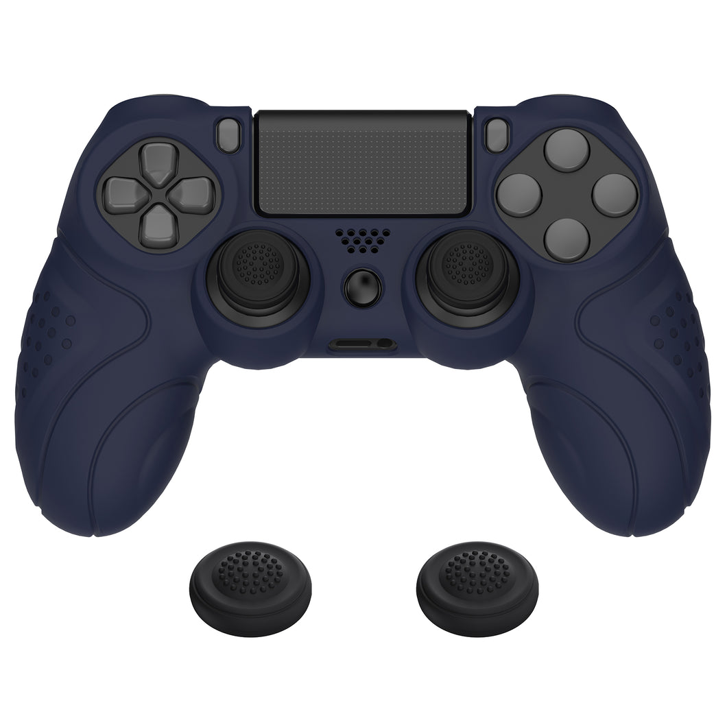 Guardian Edition Midnight Blue Ergonomic Soft Anti-Slip Controller Silicone Case Cover With Black Joystick Caps Compatible With PS4 Slim PS4 Pro Controller - P4CC0061