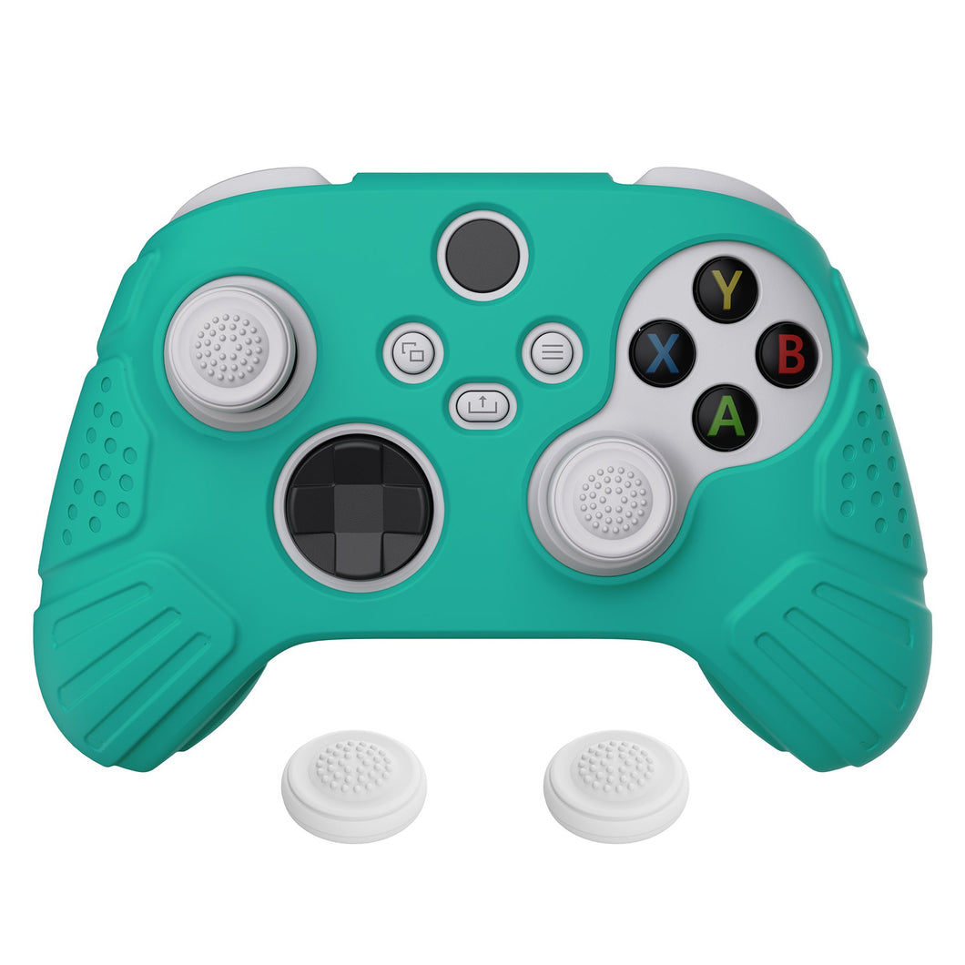 Guardian Edition Aqua Green Ergonomic Silicone Case Skin With White Joystick Caps For Xbox Series X/S Controller-HCX3010