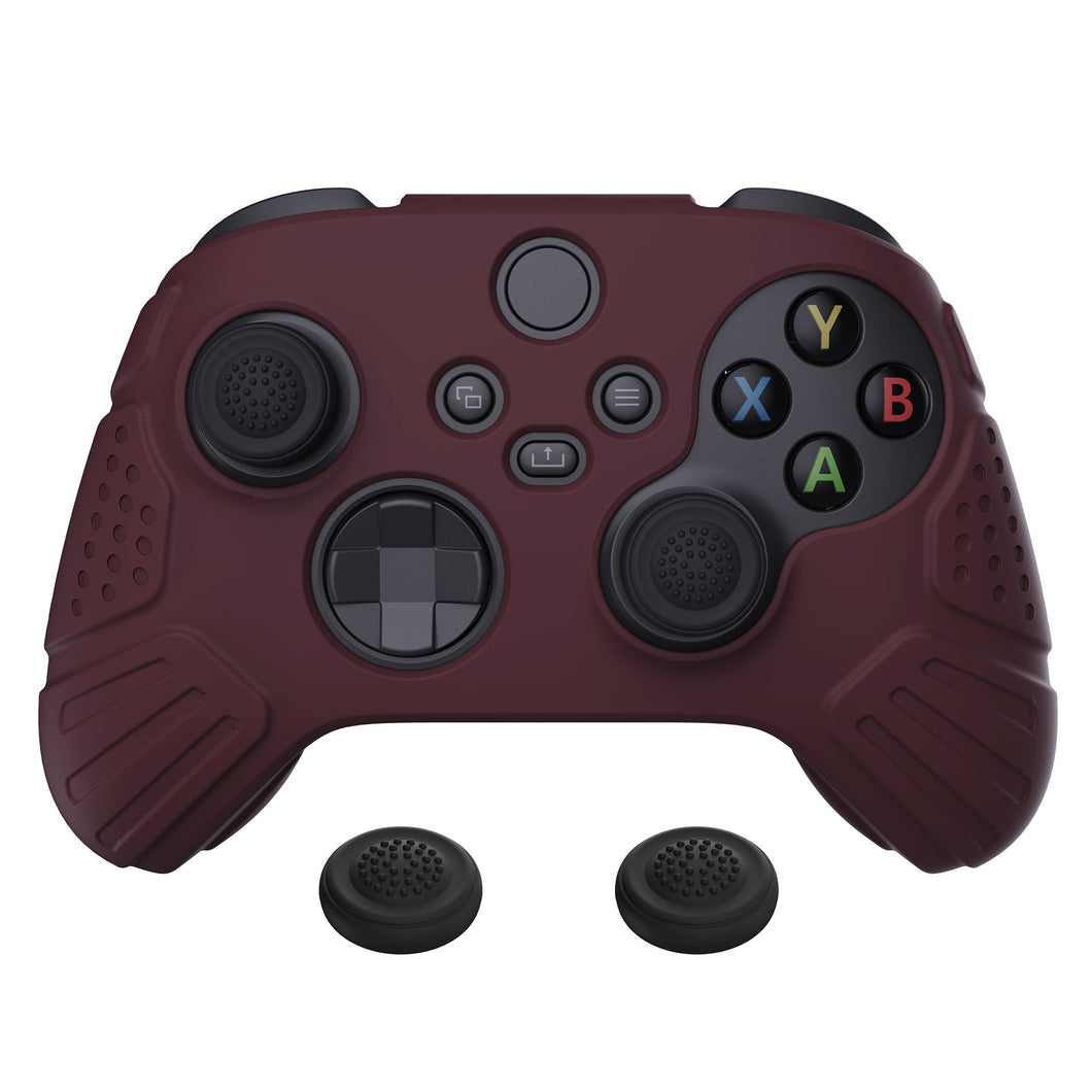 Guardian Edition Wine Red Ergonomic Silicone Case Skin With Black Joystick Caps For Xbox Series X/S Controller-HCX3011