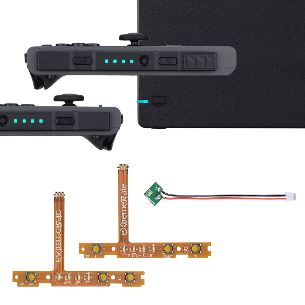 Firefly LED Tuning Kit for Nintendo Switch Joycons Dock NS Joycon SL SR Buttons Ribbon Flex Cable Indicate Power LED - Ice Blue(Joycons Dock NOT Included)-NSLED010