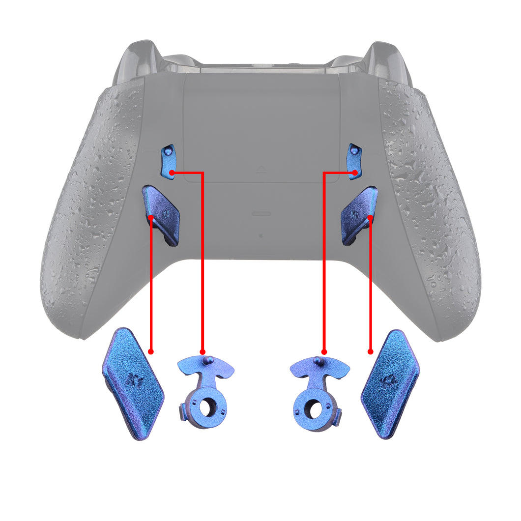 Matte PU Chameleon Blue Purple Replacement Ergonomic Back Buttons, K1 K2 K3 K4 Paddles for Xbox One S Controller Lofty Remap Kit (Only fits with eXtremeRate Remap Kit)-XOMD0034