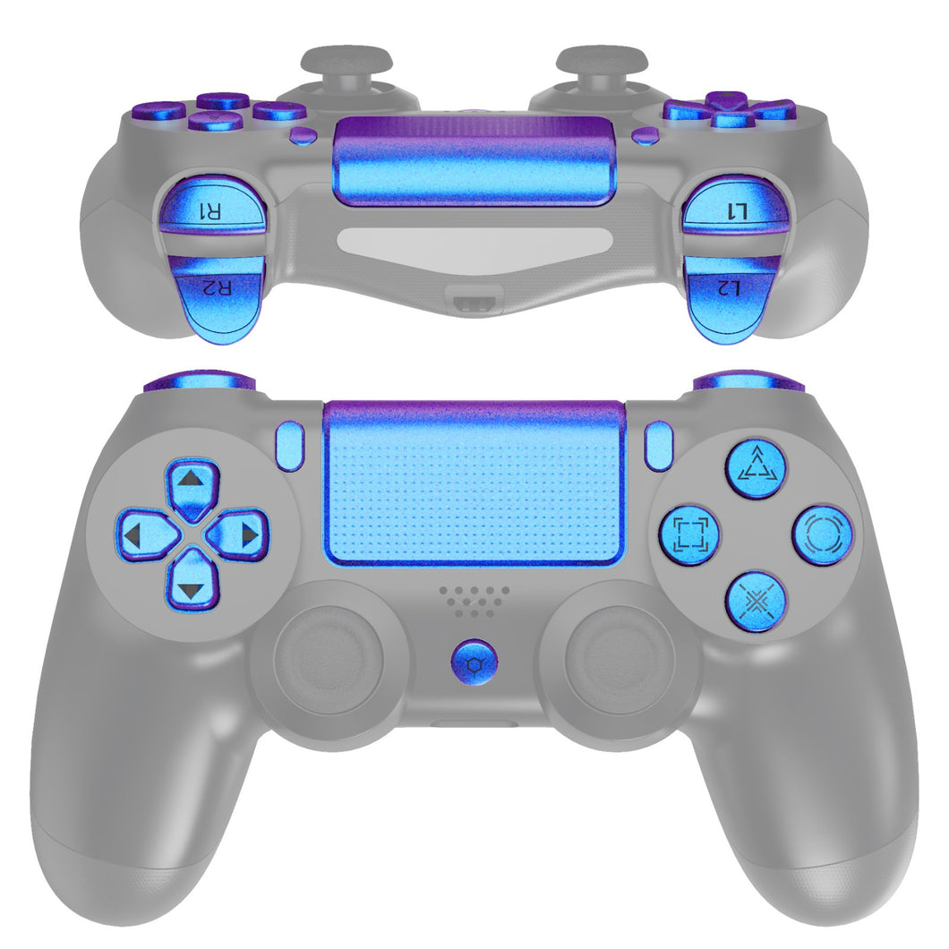 Matte UV Chameleon Blue Purple Classical Symbols 13in1 Button Kits Compatible With PS4 Gen2 Controller-SP4J0501WS