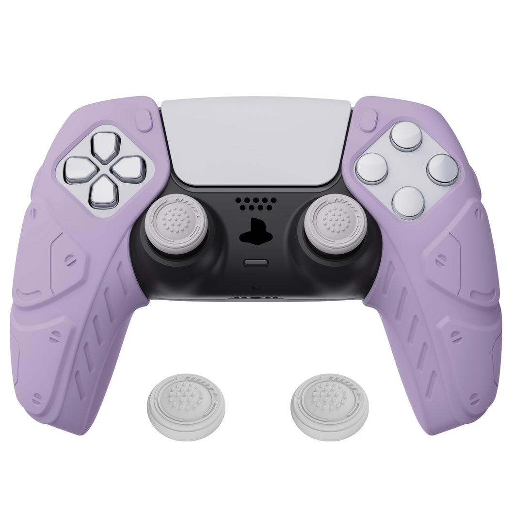 Mecha Edition Mauve Purple Ergonomic Silicone Case Skin With White Joystick Caps For PS5 Controller-JGPF008