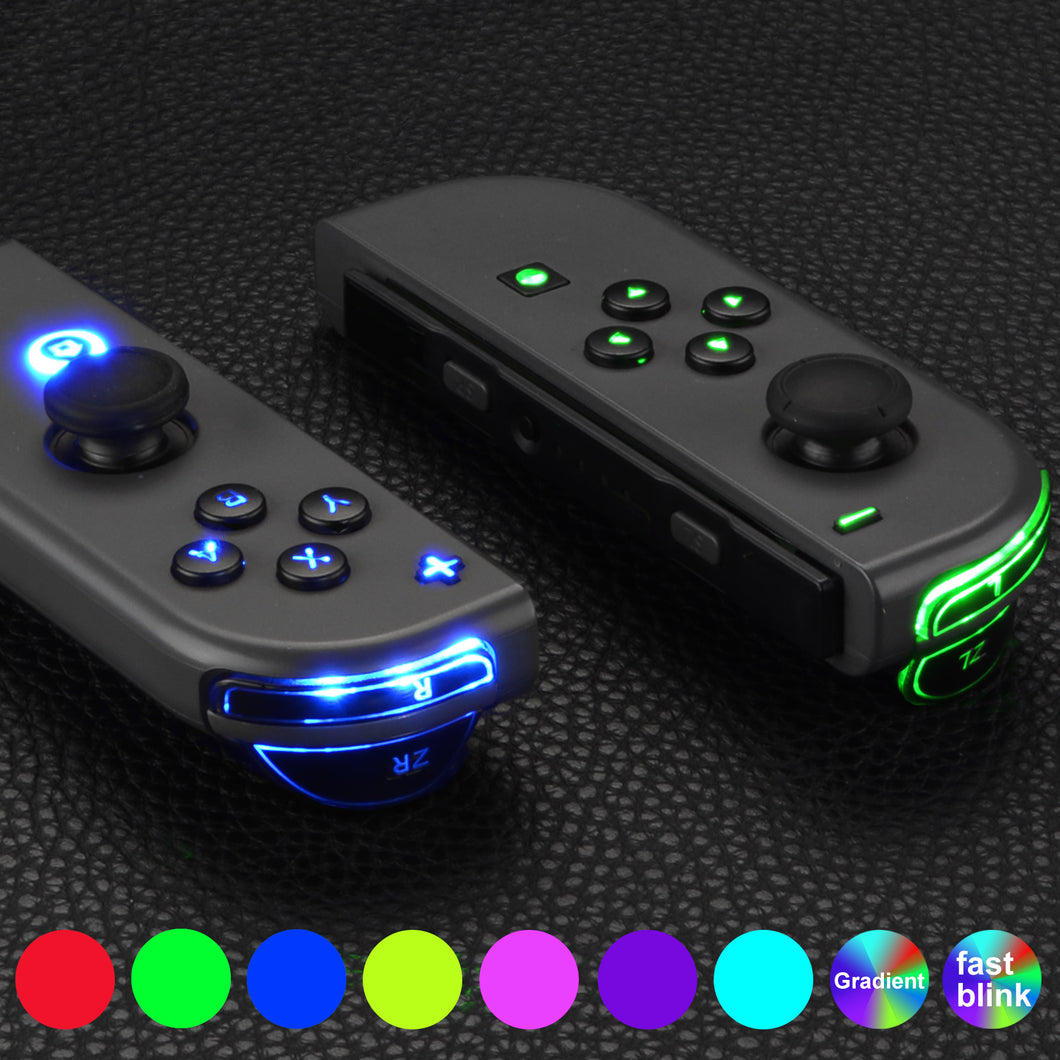 7 Colors 9 Modes Button Control DFS LED Kit With Matte UV Black Classical Symbols Buttons For NS Switch & Switch OLED Model Joycon-NSLED012G2