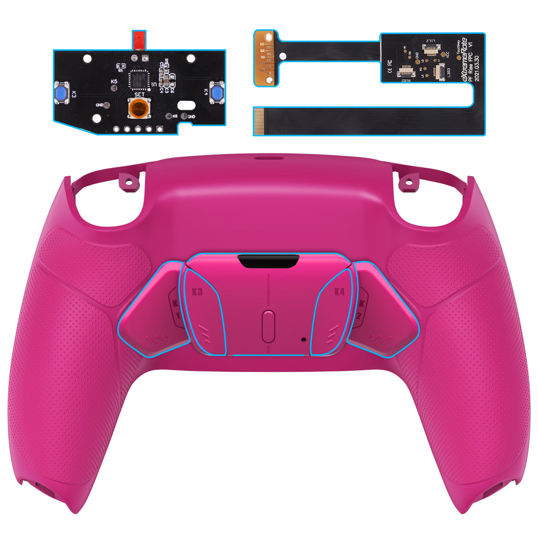 Nova Pink Rubberized Grip Remappable Rise4 Remap Kit With Upgrade Board + Redesigned Back Shell + 4 Back Buttons Compatible With PS5 Controller BDM-010 & BDM-020 - YPFU6009