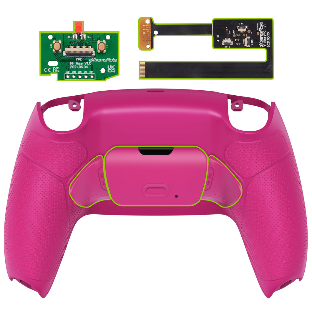 Nova Pink Rubberized Grip Remappable Rise 2.0 Remap Kit With Upgrade Board + Redesigned Back Shell + Back Buttons Compatible With PS5 Controller BDM-010 & BDM-020 - XPFU6009