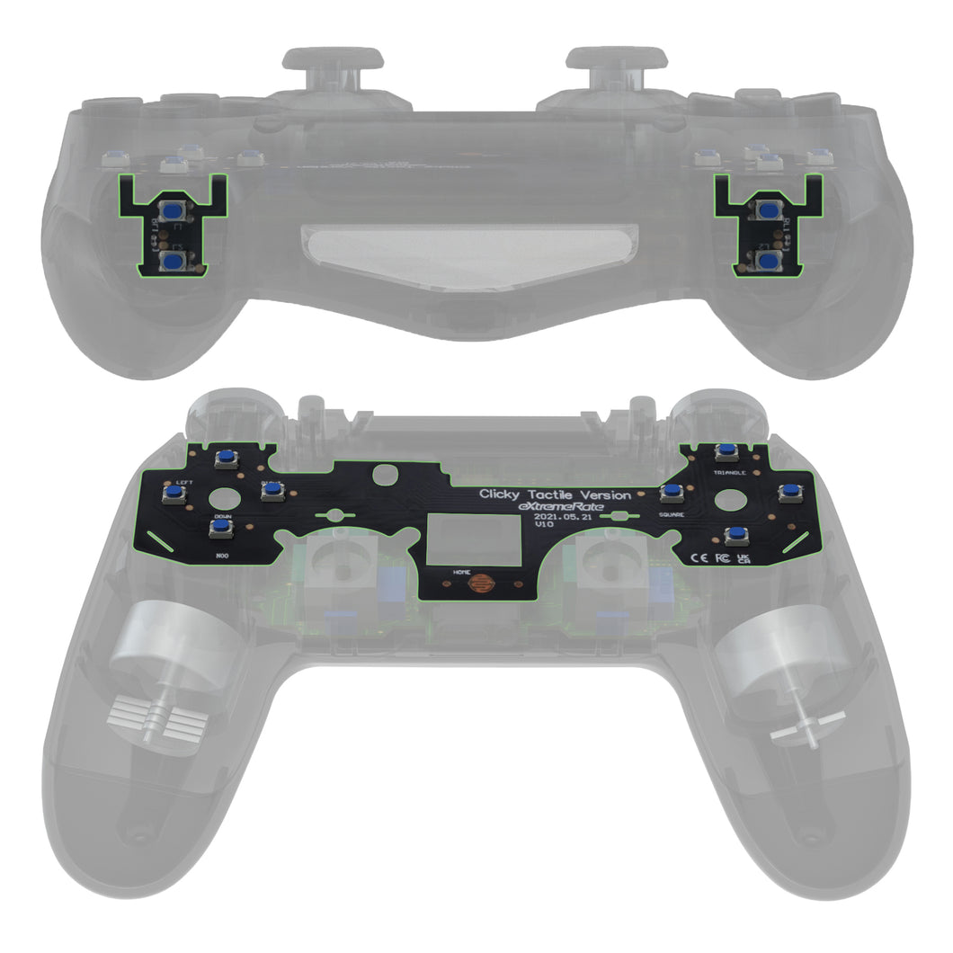 Whole Tactile Clicky Kit Compatible With PS4 CUH-ZCT2 Controller Shoulder Face Dpad Buttons, Custom Flashshot Button Stop Flex Cable Compatible With PS4 Controller JDM-040/050/055-P4MD003