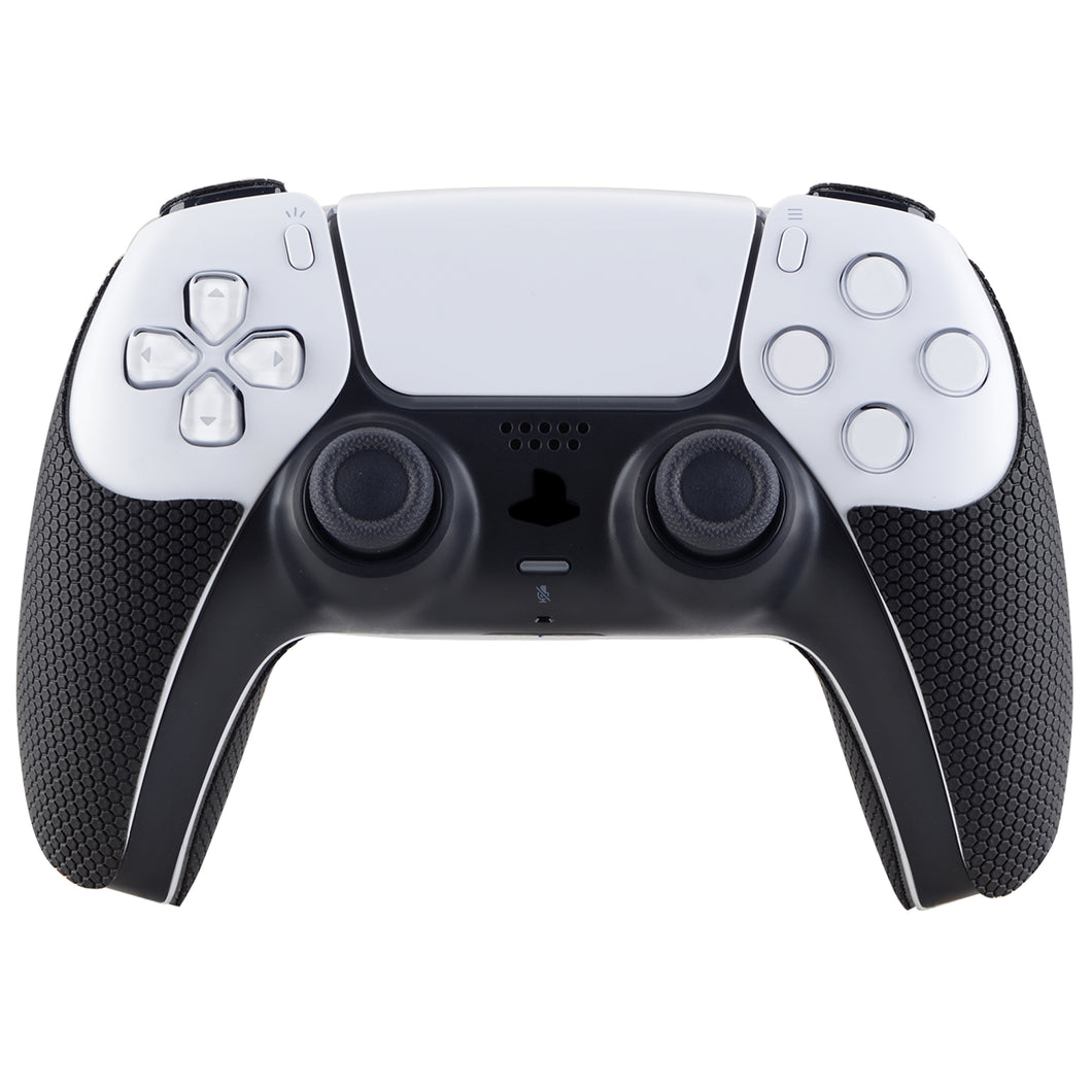 Armored Edition Black Anti-Skid Soft Rubber Pads Handle Grips With Shoulder Button Trigger Stickers Compatible With PS5 Controller-PFPJ049