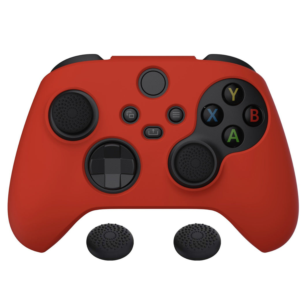 Passion Red Pure Series Anti-Slip Silicone Cover Skin With Black Thumb Grip Caps For Xbox Series X/S Controller-BLX3012