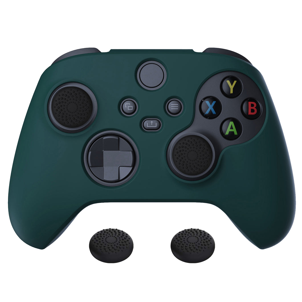 Racing Green Pure Series Anti-Slip Silicone Cover Skin With Black Thumb Grip Caps For Xbox Series X/S Controller-BLX3004