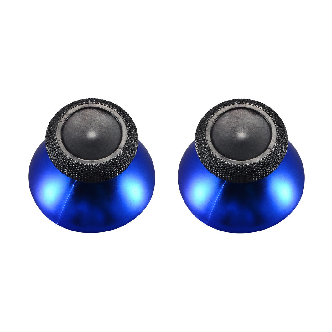 Replacement Chrome Blue Bottom+Black Rubber Thumbsticks For XBOX One Controller-XOJ0136
