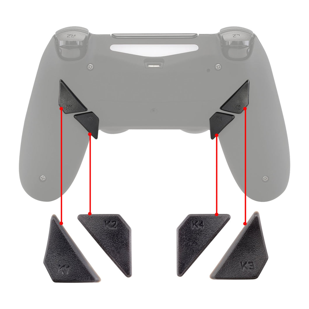 Solid Gray Replacement Ergonomic Back Buttons, K1 K2 K3 K4 Paddles Compatible With PS4 Controller Dawn Remap Kit (Only fits with eXtremeRate Remap Kit)-P4GZ007