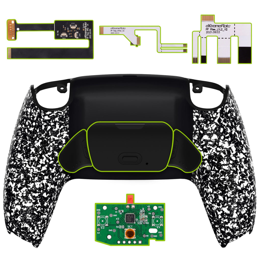 Rubberized White Rise 2.0 Remap Kit With Upgrade Board + Redesigned Back Shell + Back Buttons Compatible With PS5 Controller BDM-010 & BDM-020 - XPFP3041G2