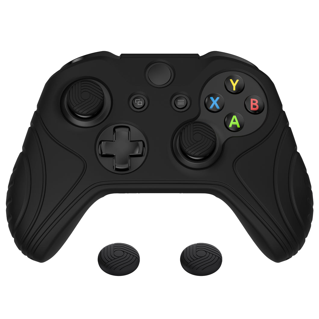 Samurai Edition Black Ergonomic Silicone Case Skin With Black Thumb Stick Caps For Xbox One S Controller-XOQ034