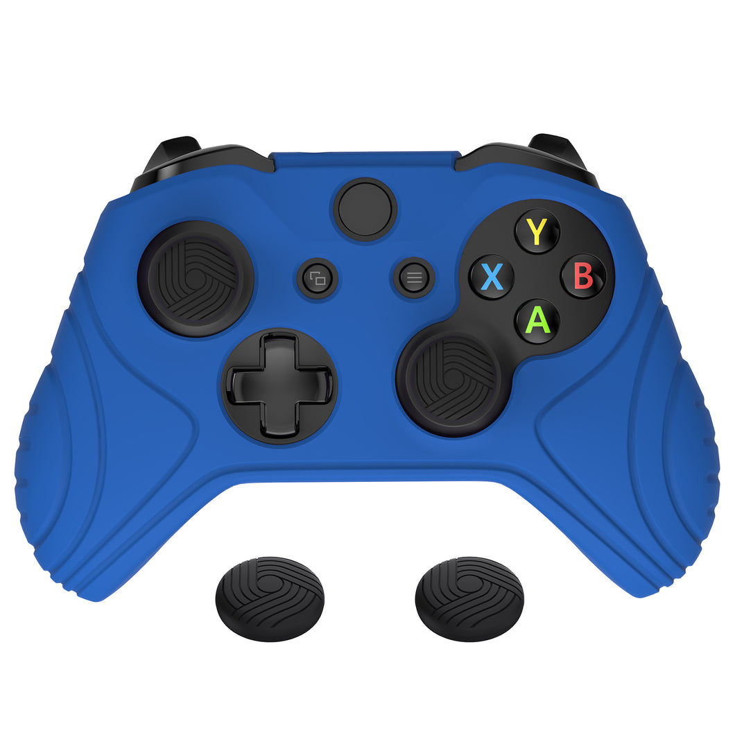 Samurai Edition Deep Blue Ergonomic Silicone Case Skin With Black Thumb Stick Caps For Xbox One S Controller-XOQ039