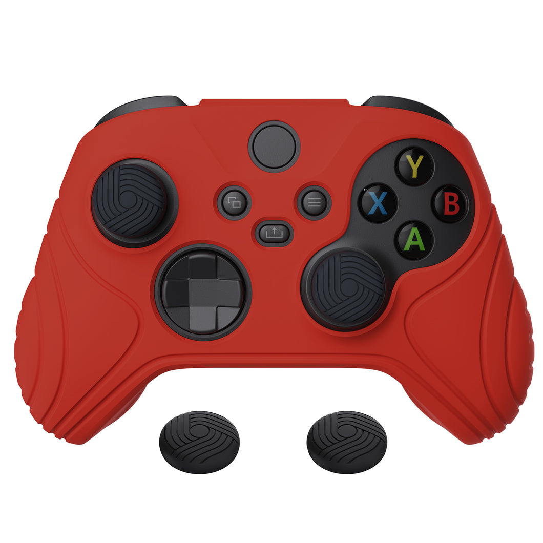 Samurai Edition Passion Red Ergonomic Silicone Case Skin With Black Thumb Stick Caps For Xbox Series X/S Controller-WAX3014