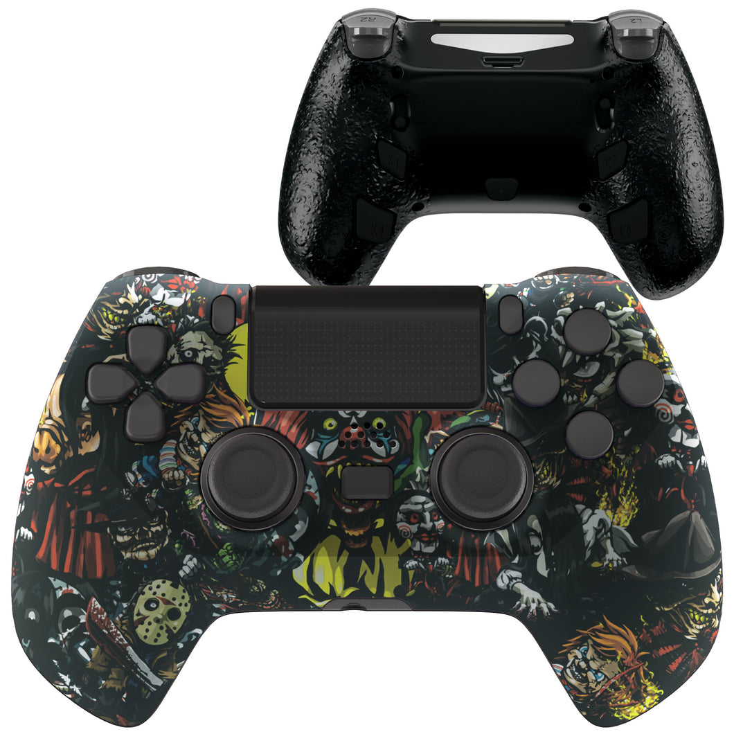 Scary Party Decade Tournament Controller(DTC) Upgrade Kit With Upgrade Board & Ergonmic Shell & Back Buttons & Trigger Stops Compatible With PS4 Controller JDM-040/050/055-P4MG009