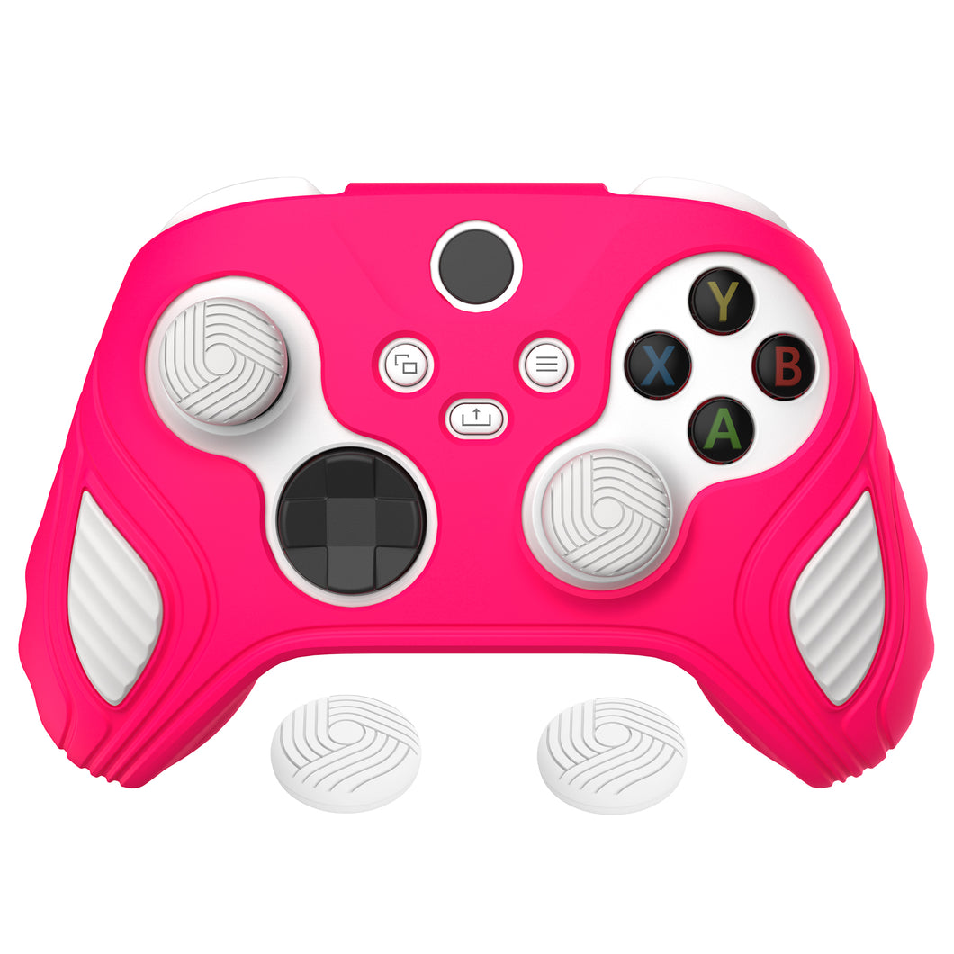 Scorpion Edition Bright Pink & White Anti-Slip Silicone Cover Skin With White Thumb Grip Caps For Xbox Series X/S Controller-SPX3008
