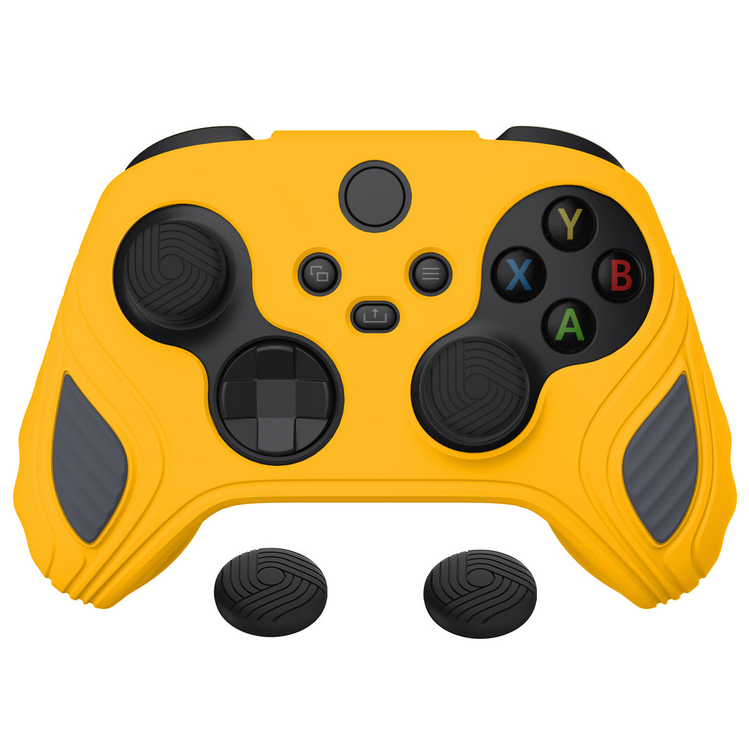 Scorpion Edition Caution Yellow & Graphite Gray Anti-Slip Silicone Cover Skin With Black Thumb Grip Caps For Xbox Series X/S Controller-SPX3011