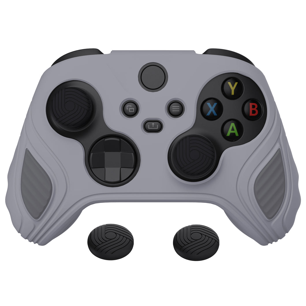 Scorpion Edition Metallic Gray & Dark Gray Anti-Slip Silicone Cover Skin With Black Thumb Grip Caps For Xbox Series X/S Controller-SPX3006