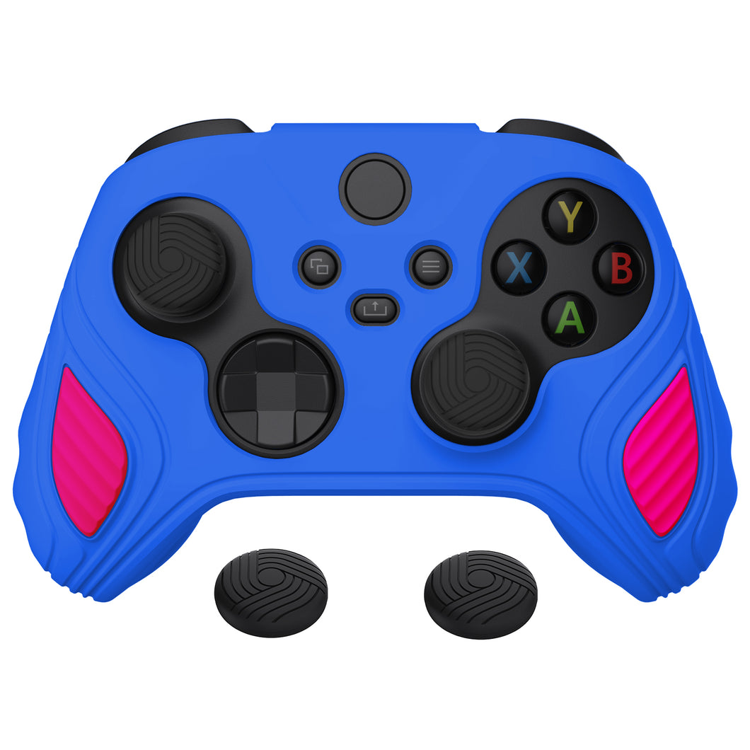 Scorpion Edition Primary Blue & Bright Pink Anti-Slip Silicone Cover Skin With Black Thumb Grip Caps For Xbox Series X/S Controller-SPX3010