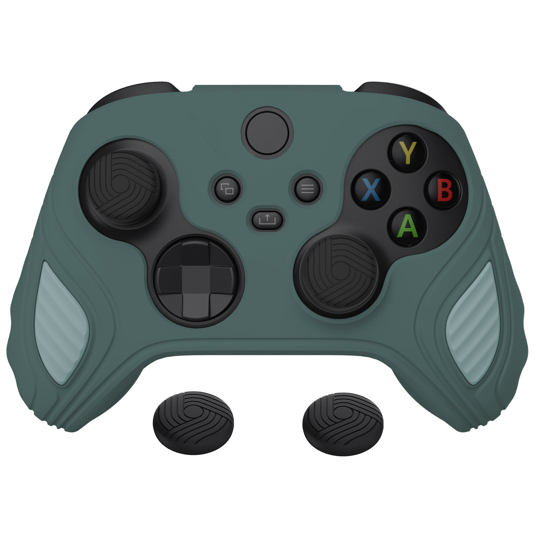 Scorpion Edition Templeton Gray & Jade Grey Anti-Slip Silicone Cover Skin With Black Thumb Grip Caps For Xbox Series X/S Controller-SPX3009