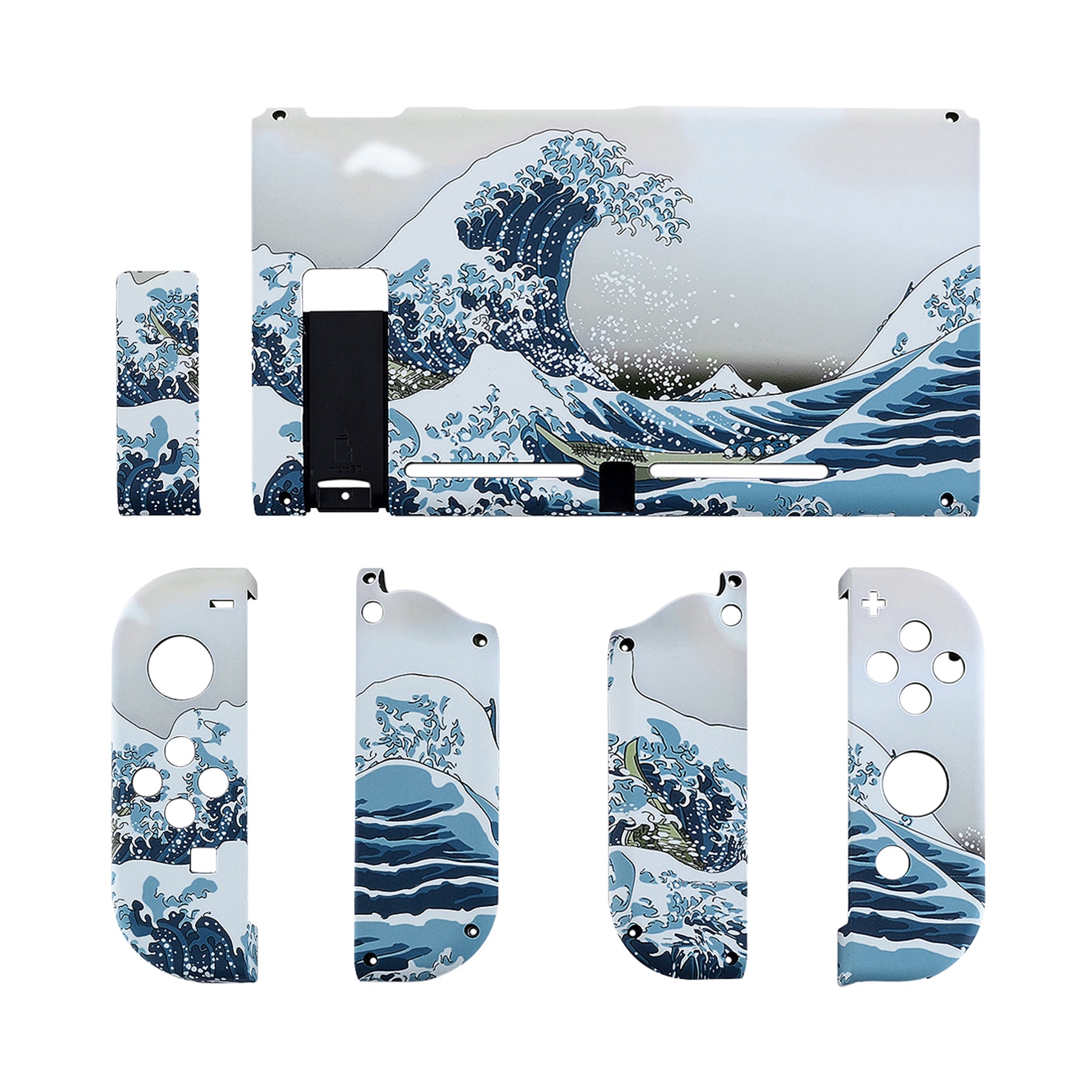 Soft Touch Great Wave Kanagawa Full Shells For NS Joycon-Without
