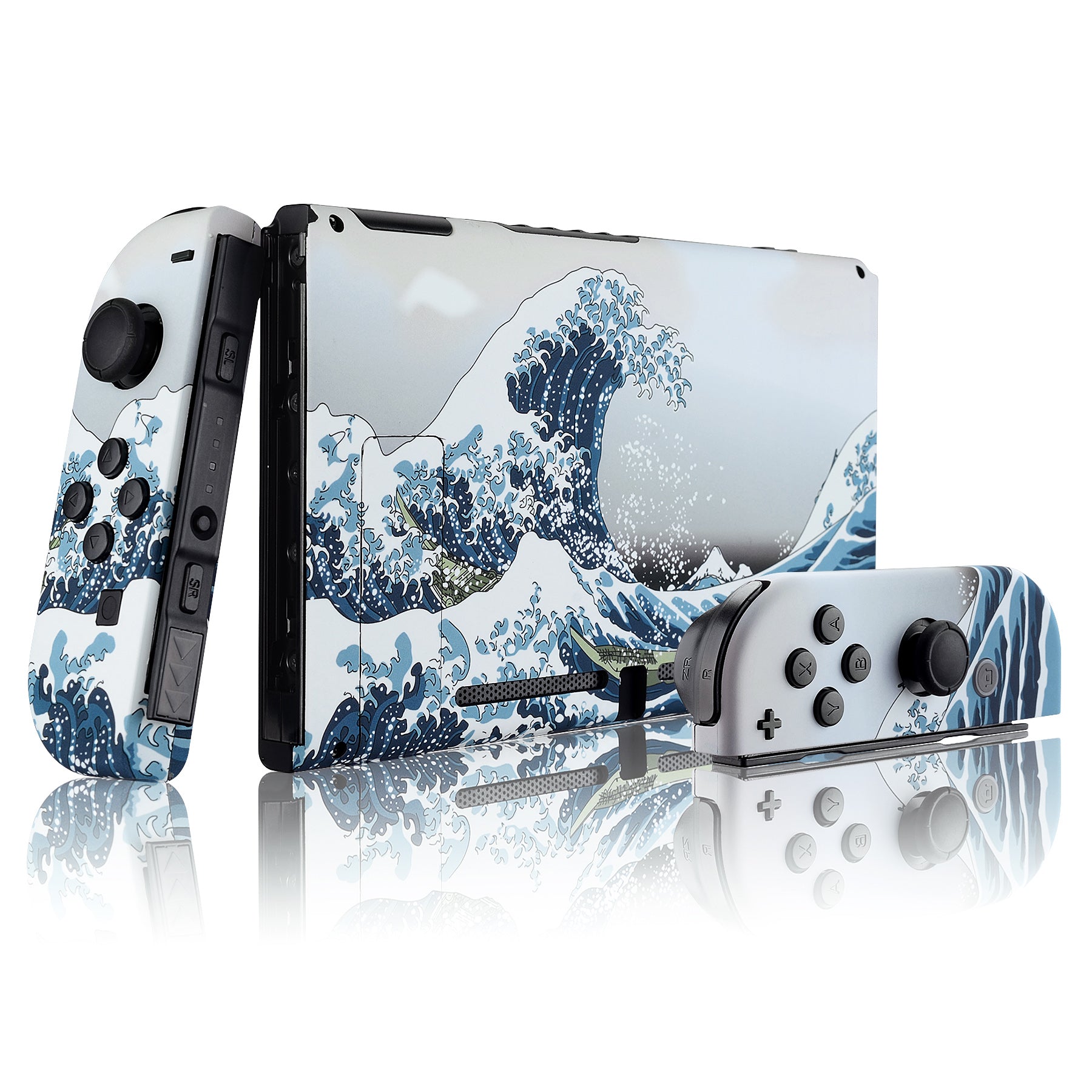 Soft Touch Great Wave Kanagawa Full Shells For NS Joycon-Without