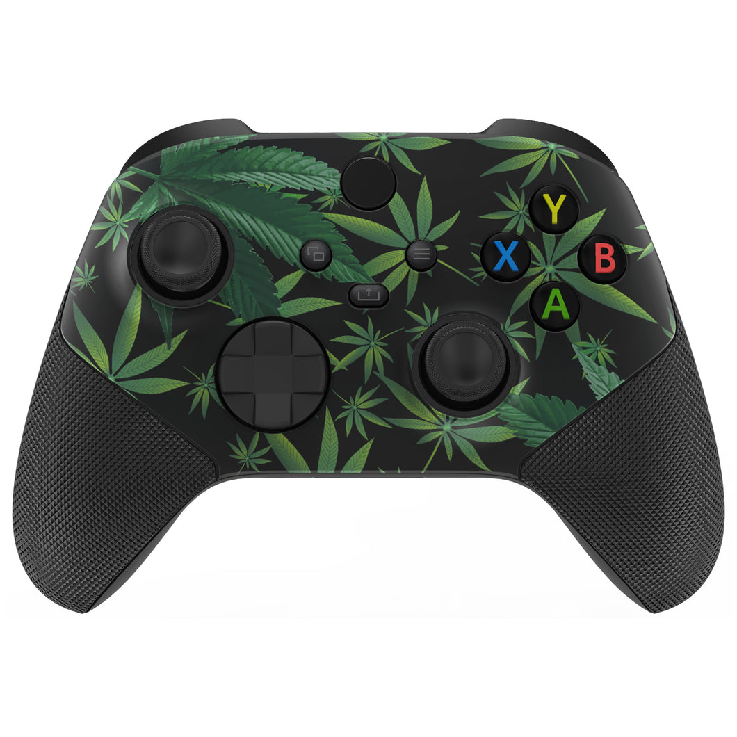 Soft Touch Green Weeds ASR Version Performance Rubberized Grip Front Housing Shell With Accent Rings For Xbox Series X/S Controller & Xbox Core Controller-FX3C1006WS