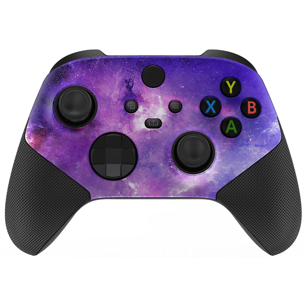 Soft Touch Purple Galaxy ASR Version Performance Rubberized Grip Front Housing Shell With Accent Rings For Xbox Series X/S Controller & Xbox Core Controller-FX3C1003WS