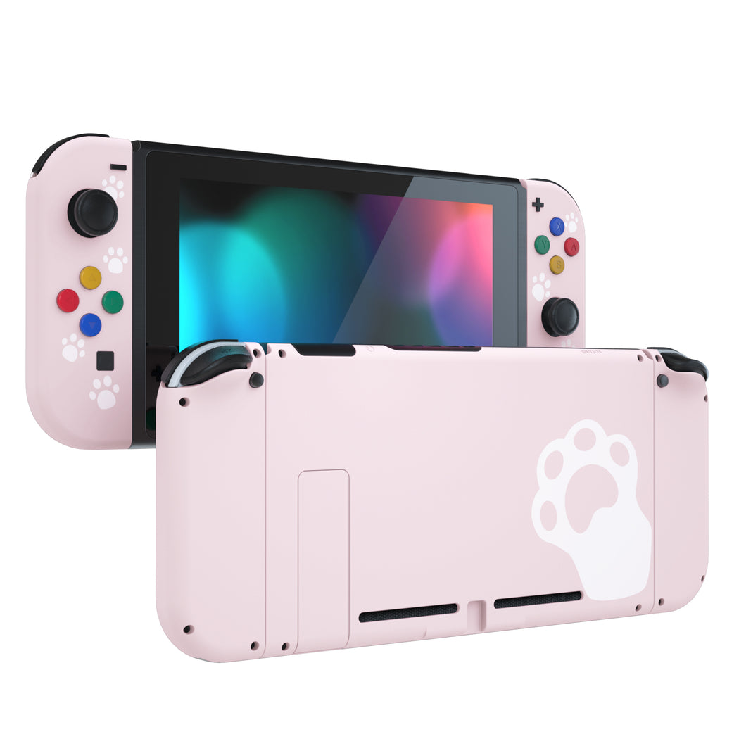 Soft Touch Cherry Blossoms Pink Cat Paw Full Shells For NS Joycon-Without Any Buttons Included-QT110WS