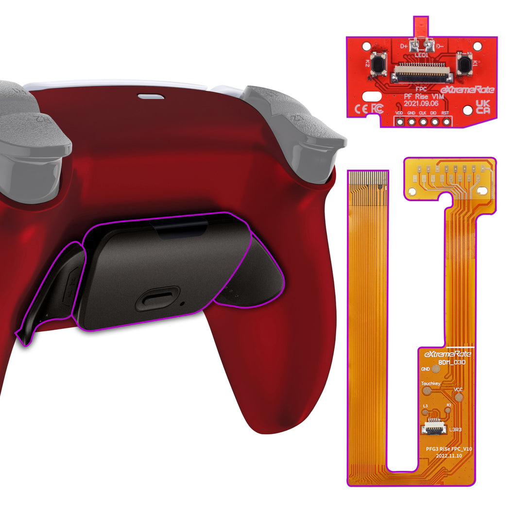 Vampire Red Real Metal Buttons (RMB) Version Rise 2.0 Remap Kit With Upgraded Board + Redesigned Back Shell + Programable Back Buttons Compatible With PS5 Controller BDM-030 - XPFJ7004G3
