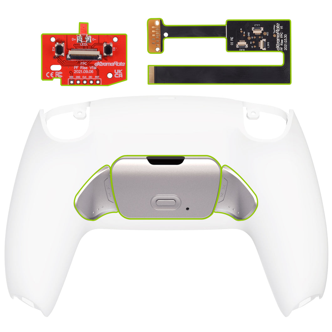 White Real Metal Buttons (RMB) Version Rise 2.0 Remap Kit With Upgraded Board + Redesigned Back Shell + Remappable Back Buttons Compatible With PS5 Controller BDM-010 & BDM-020 - XPFJ7003