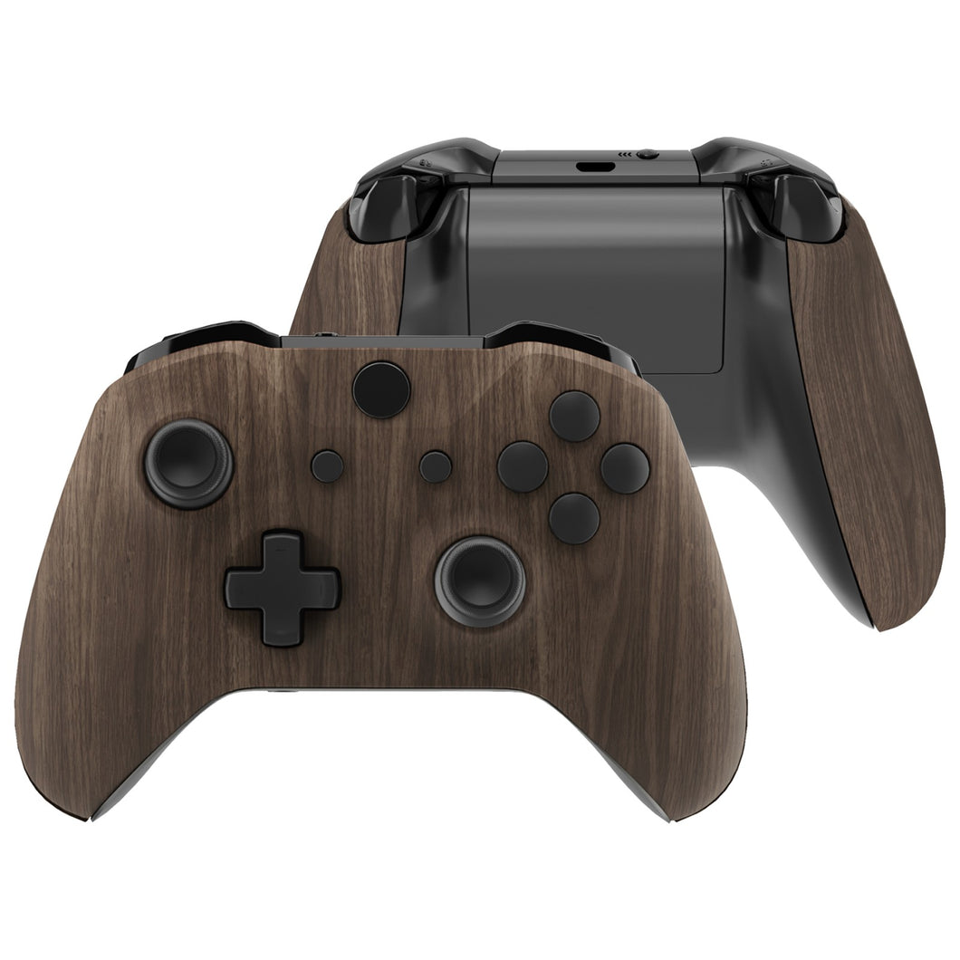 Soft Touch Wooden Grain Front Shell With Side Rails Panel For Xbox One S Controller-ZSXOFX18WS