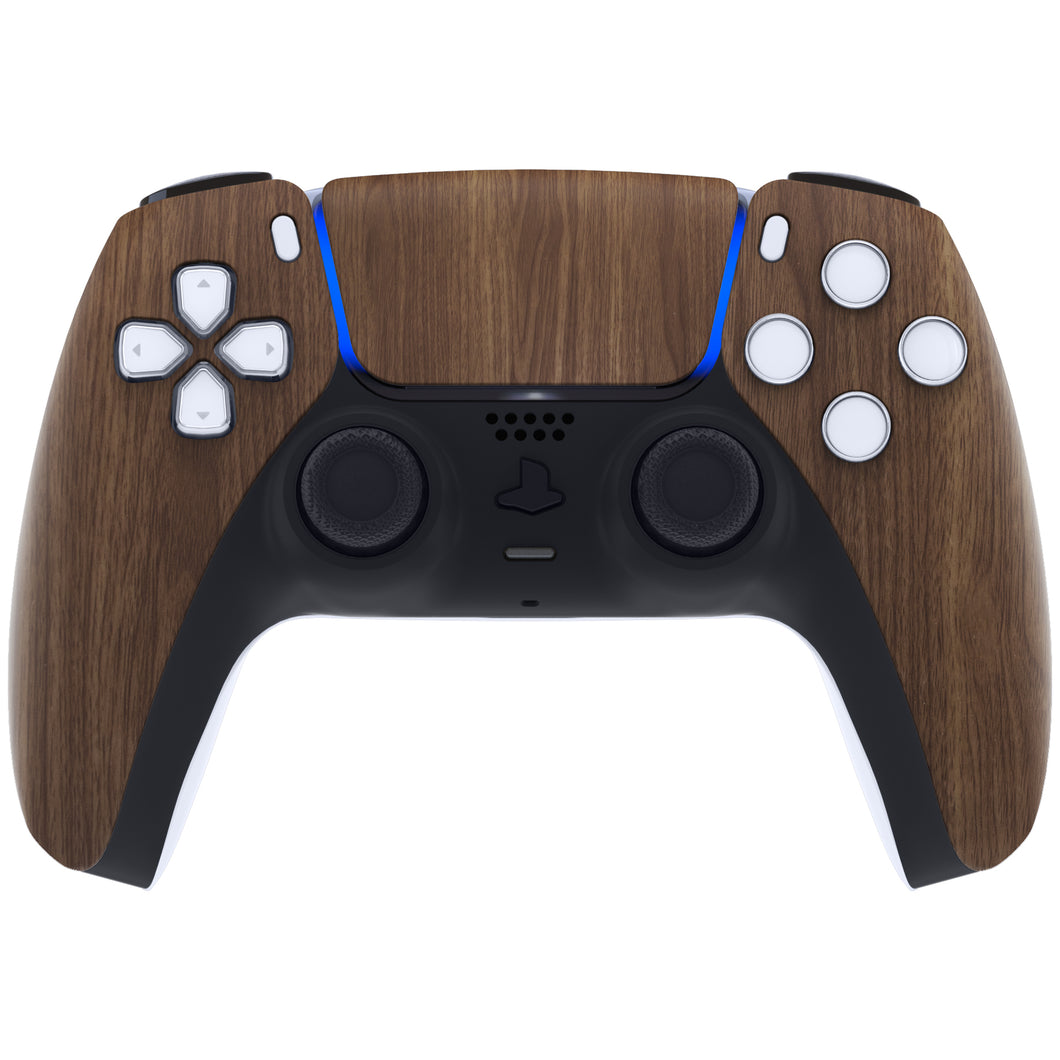 Soft Touch Wooden Grain Front Shell With Touchpad Compatible With PS5 Controller BDM-010 & BDM-020 & BDM-030 & BDM-040 - ZPFS2001G3WS
