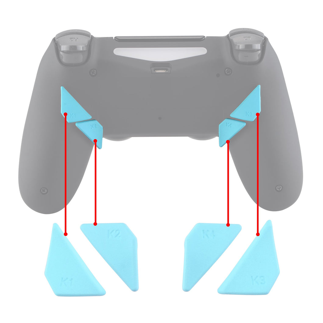 Soft Touch Heaven Blue Replacement Ergonomic Back Buttons, K1 K2 K3 K4 Paddles Compatible With PS4 Controller Dawn Remap Kit (Only fits with eXtremeRate Remap Kit)-P4GZ027