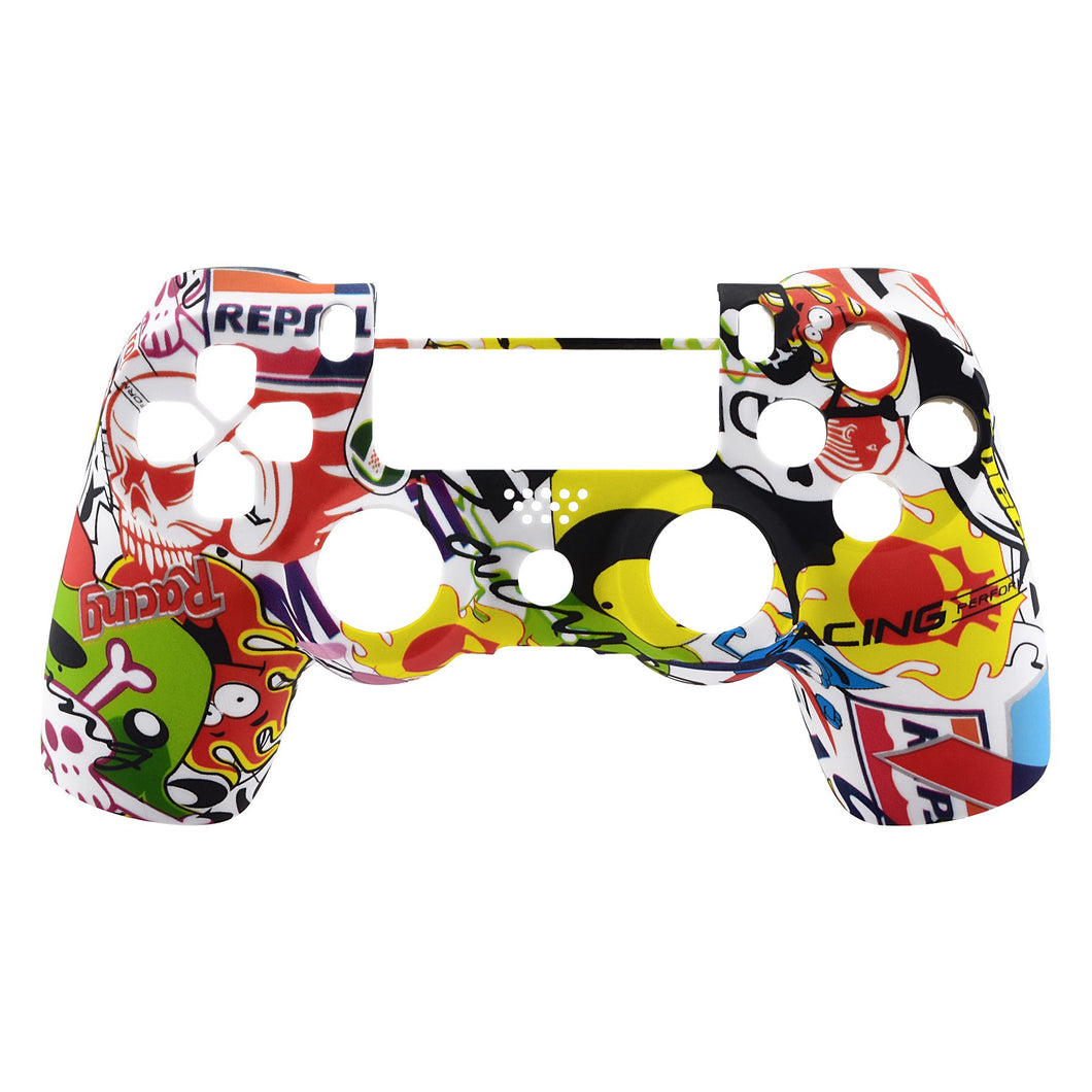 Soft Touch Sticker Bomb Front Shell Compatible With PS4 Gen2 Controller-SP4FS05WS