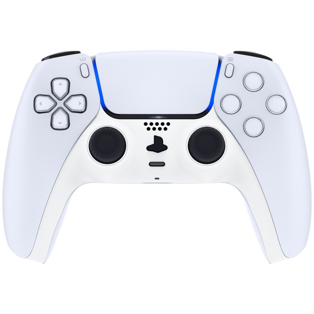 White Decorative Trim Shell With Accent Rings Compatible With PS5 Controller-GPFP3008WS