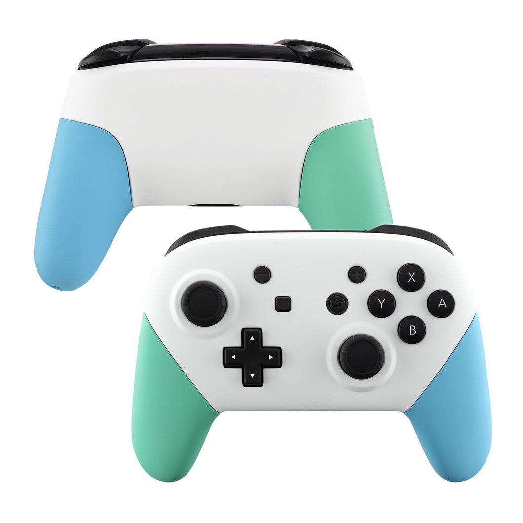 White Full Shells With Mint Green Left Handle Grip And Heaven Blue Right Handle Grip For NS Pro Controller-FRP313V1WS