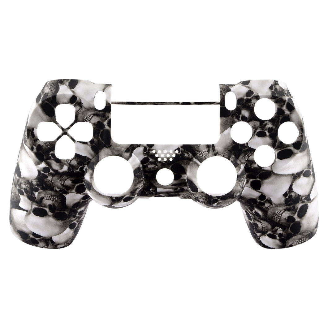 Soft Touch White Skull Heads Front Shell Compatible With PS4 Gen2 Controller-SP4FS07WS